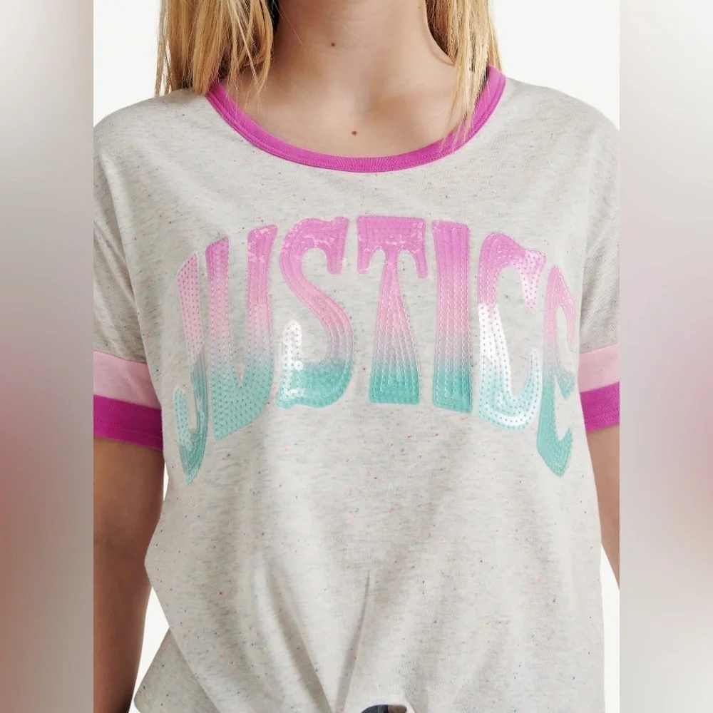 Justice Short Sleeve Tee & Matching Hair 🎀